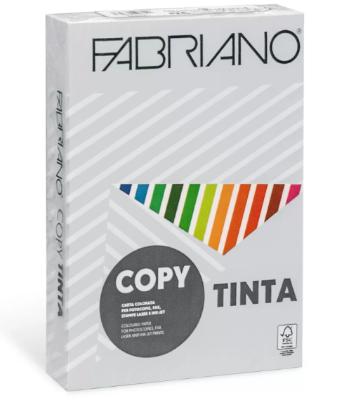 Hîrtie colorată A4 FABRIANO Tinta Grigio, 80 gr/m2, 500 foi, pastel, gri